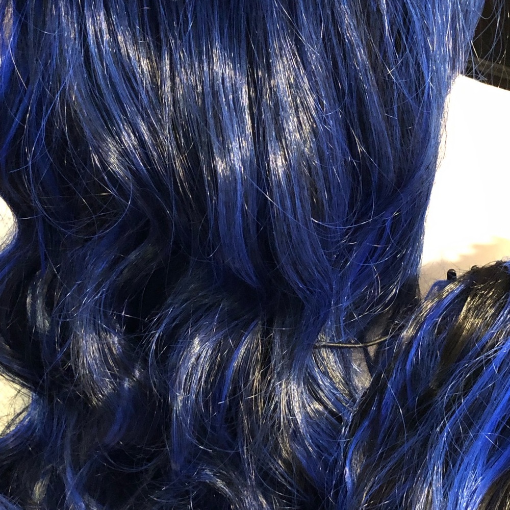 Black to Blue Synthetic Wig - Picture 5 of 16